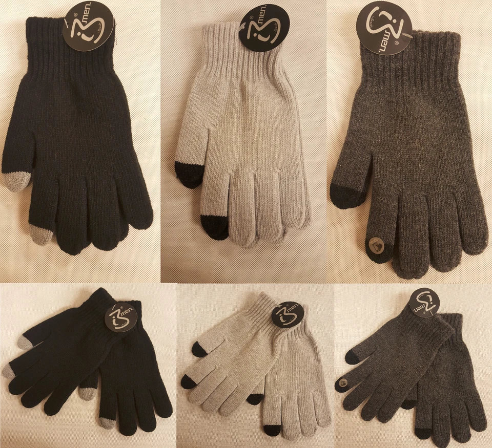 Herrenhandschuhe Touch Handschuhe Herren Winterhandschuhe Einheitsgröße Strick - Bild 1 von 1