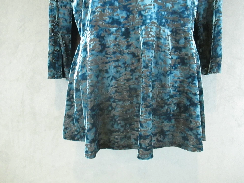 Babydoll Decree Top Juniors Grande Azul Terciopelo Burnout Elástico Y2K Foto 3 de 4