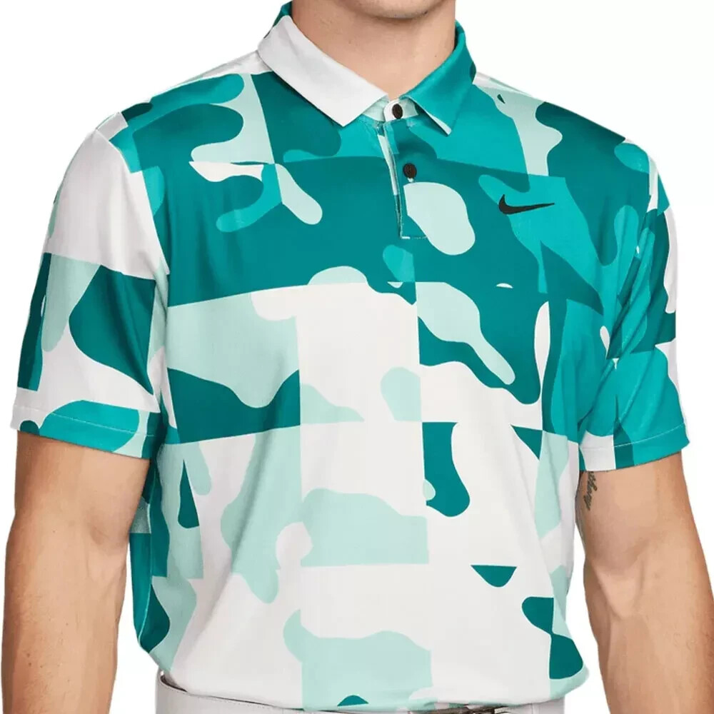 Nike Tour Golf Polo Shirt Top Dri-FIT Teal Camo DR5310-121 $80