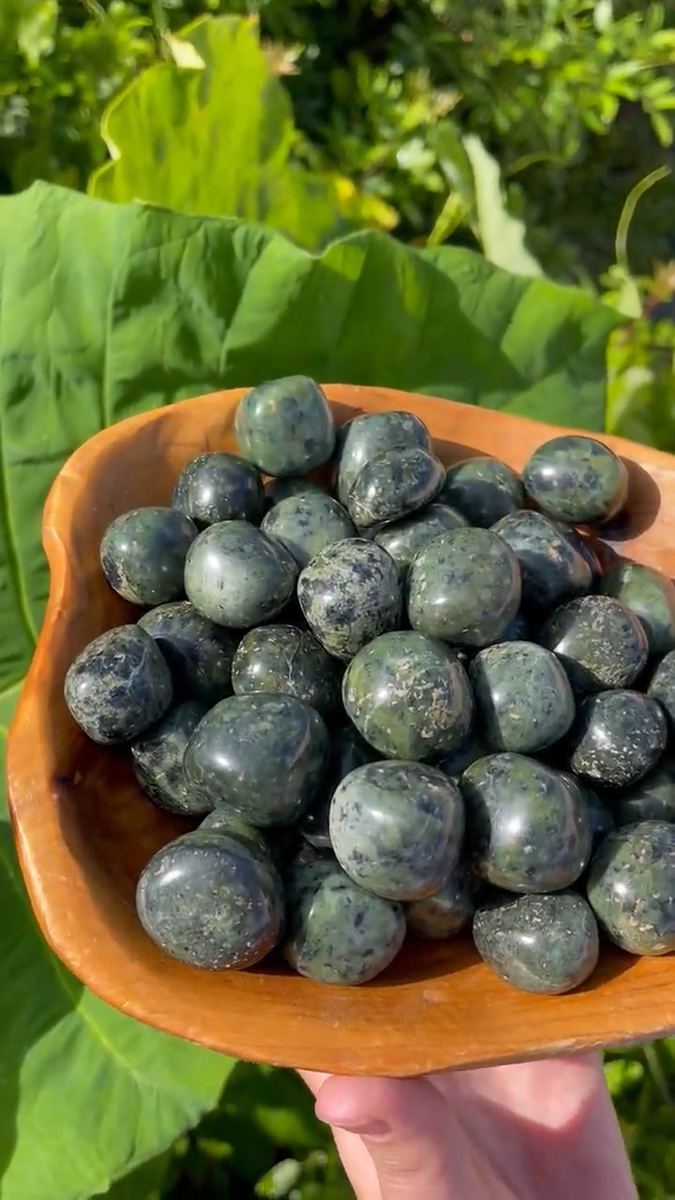 8 oz Nephrite Jade Tumbled Stones: 'A' Grade Natural Polished