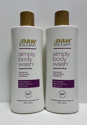 (2) Raw Sugar Simply Body Wash-Pineapple + Maqui Berry + Coconut-25oz. Each