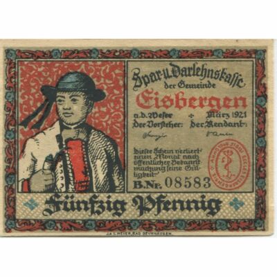 [#320890] Banknote, Germany, Eisbergen a.W. Spar und Darlehenskasse der ...