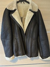 Lakeland Brown Shearling / Sheepskin Fur Flying Aviator Jacket 10 - 12 Lambskin