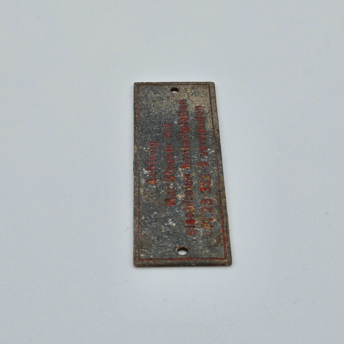 WW2 German Luftwaffe Achtung Eisenfrei Kontaktplatten Plate FL