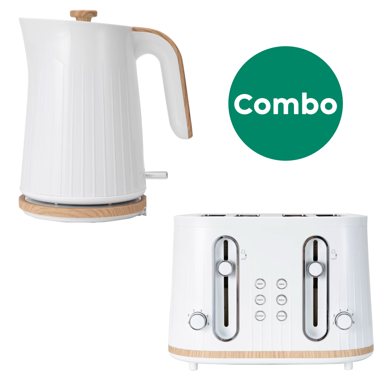 4 Slice Toaster And Kettle Set Cordless Stainless Steel Electric