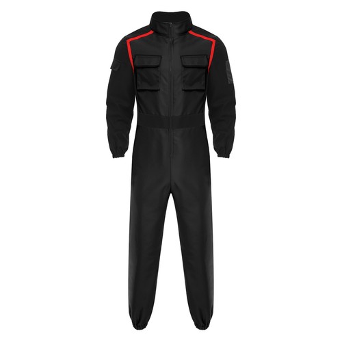 Mens Race Car Driver Contrast Color Front Zipper Long Sleeve Jumpsuit Costume - Picture 31 of 69