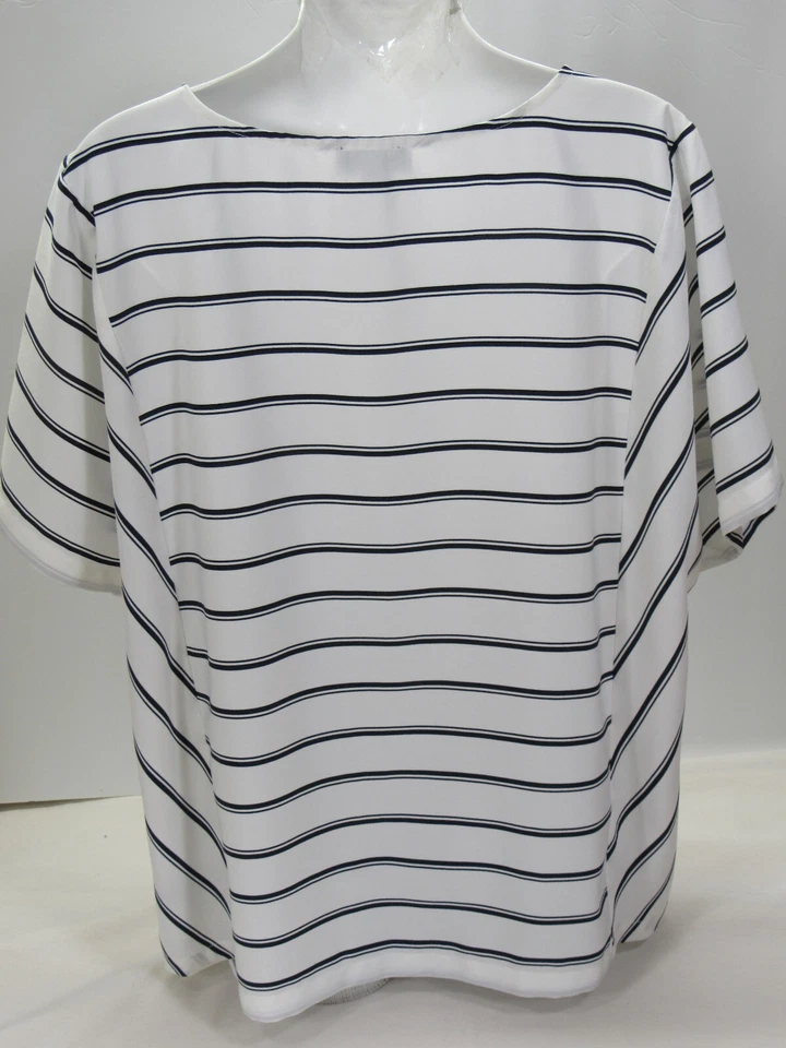 Blusa Top The LIMITED Manga Mariposa Rayas Azul Marino Blanco L [48 Busto 24L] Foto 2 de 4