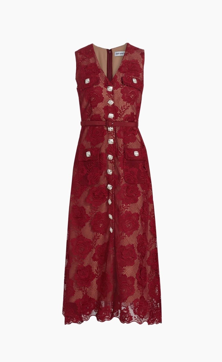 prom dresses long lace Long A-Line Prom Dress with Sheer Embroidered Bodice Burgundy / Small main image 0