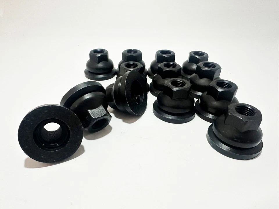 32Pc Dually Wheel Black Oxide Lug Nuts Flat Seat For Ford E350 E450 F Super Duty - Image 2 of 4