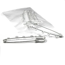 1 Silver Plated 3 inch Long Kilt Craft Safety Pin Findings with 5 Ring Loops