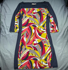 Banana Republic Multicolor Geometric Sheath Dress Boat Neck 3/4 Sleeve S