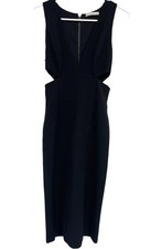 Alice + Olivia Dress Womens Black Cutout Midi Cocktail Riki Sheath