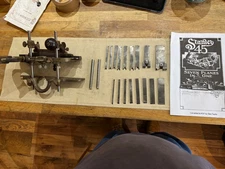 Stanley no 45 Sweetheart USA combination plane with cutters & instructions