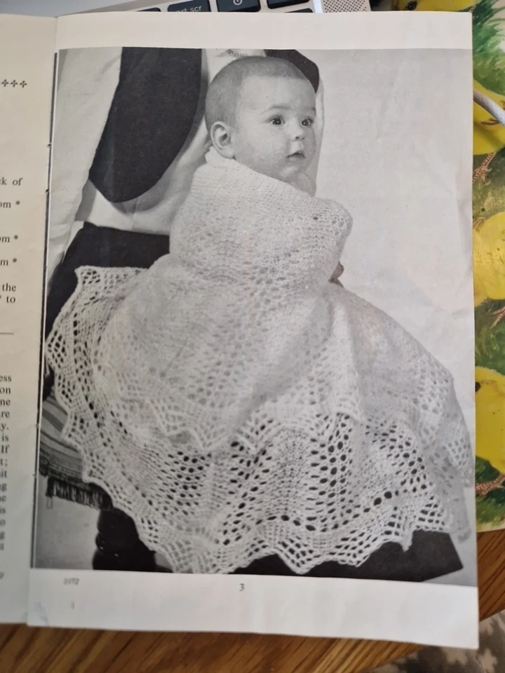 Copy Patons Pb 1172 baby Shawls Knitting Pattern 2 Designs 2ply Fine And Lacy. - Image 2 of 3