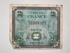 1944 Military Currency 2 Francs France – Liberté Égalité Fraternité