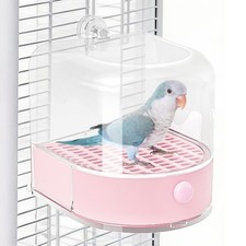 Bird Bath Cage 4 in 1 Multifunction House Feeder Accessories Parakeets Pink
