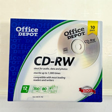 Office Depot Brand 10 Pack CD-RW 12X Speed 700MB 80Min Music Data Photos