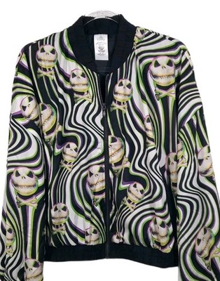 Disney Parks Nightmare Christmas Jacket Large NWT Jack Skellington Silky Bomber