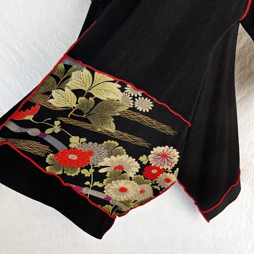 IC Connie K Large Lagenlook Asian Print Top Asymmetrical Artsy Black Red Blouse - Picture 10 of 24
