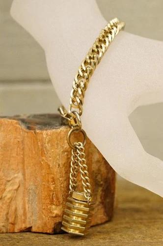 Vintage Costume Jewelry Miniature Perfume Bottle Charm Bracelet Gold Tone