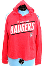 NEW Wisconsin Badgers Colosseum Shoulder Cutout Red Hoodie Sweatshirt Women's M
