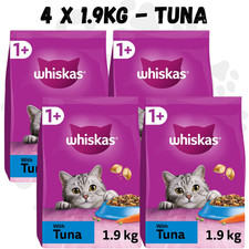 4 x Whiskas 1+ TUNA Adult Dry Cat Food 1.9kg | Complete Balanced Nutrition 4.54 per kilo