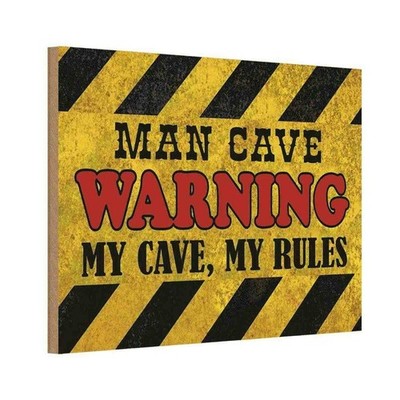 Holzschild 12x18 cm man cave warning my rules Dekoration Deko Geschenk Holz Schi