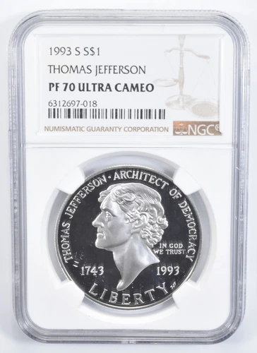 PF70 1993-S UC Thomas Jefferson Commemorative Silver Dollar NGC *5809