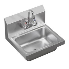Stainless Steel Wall Mounted Hand Sink 17 in. x 15 in. with Gooseneck Faucet