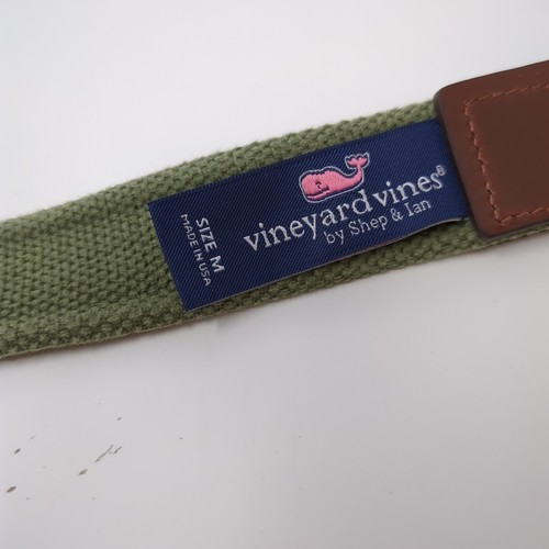 Vineyard Vines Shep & Ian Size M Youth Boys Green Canvas D Ring Belt - Picture 5 of 11