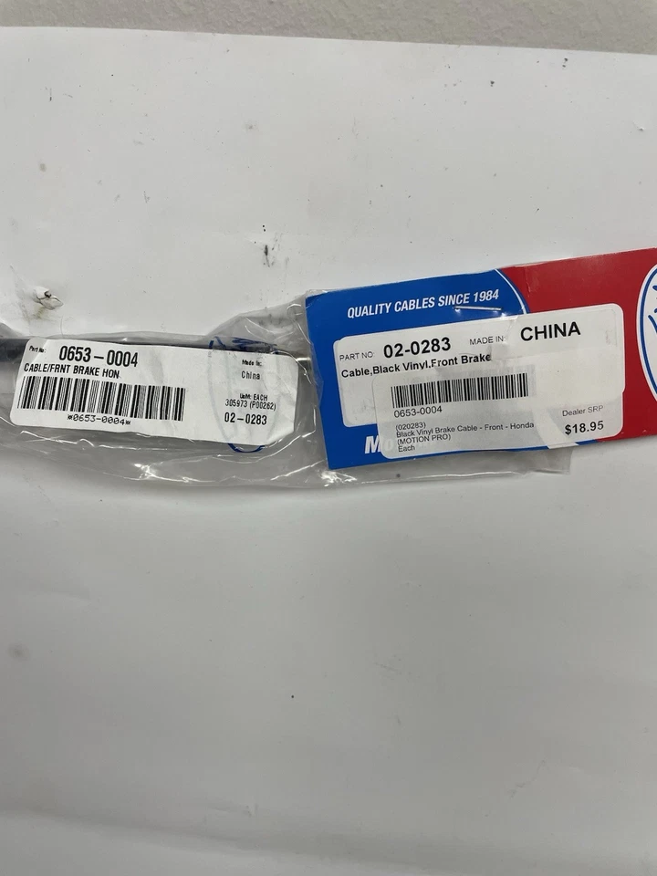 Honda XR CRF 100 110 Motion Pro Black Vinyl Front Brake Cable - Image 2 of 2