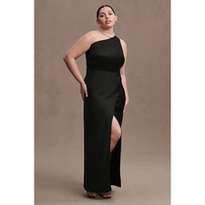 NWT Anthropologie BHLDN Dylan One-Shoulder Satin Side-Slit Gown $248 PLUS 22W