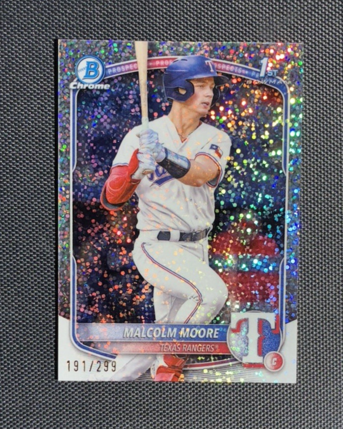 Malcolm Moore 2025 Bowman Chrome 1st Bowman Speckle Refractor /299 #BCP-129