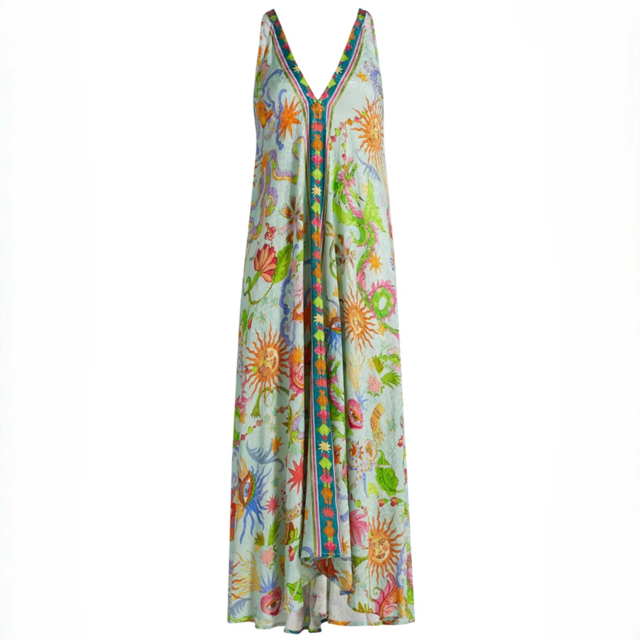 Johnny Was Flowy Embellished Sleeveless Eva Dress In Kayla Women's Size Medium