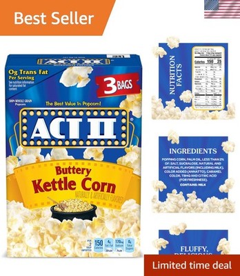 Sweet & Salty Buttery Kettle Corn - 3 Count Microwave Popcorn Bags, Ideal Snack