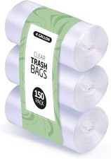 4 Gallon Trash Bags 150 Small Mini Garbage Bags 17" x 18" Clear Waste Basket