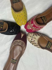 Women  s Pakistani Khussa Shoes   Handmade Traditional Flats  Embroidered