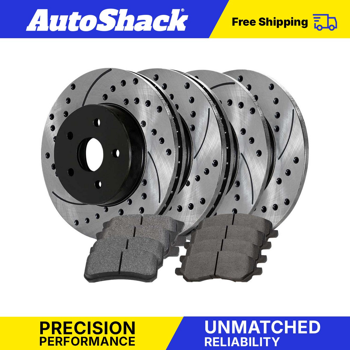 Black Drilled Front & Rear Brake Rotors with Pads for Dodge Caliber Jeep Patriot