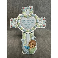 Precious Moments Cross Bless This Child With Peace Love Baby Jesus Figurine Blue