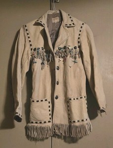 1940's Mid-Western Deerskin Western Fringe Mens Jacket Size 36 Zuni Beads