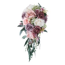 Cascading Bridal Bouquet, Artificial Flowers Rustic Boho Tossing Bouquet for