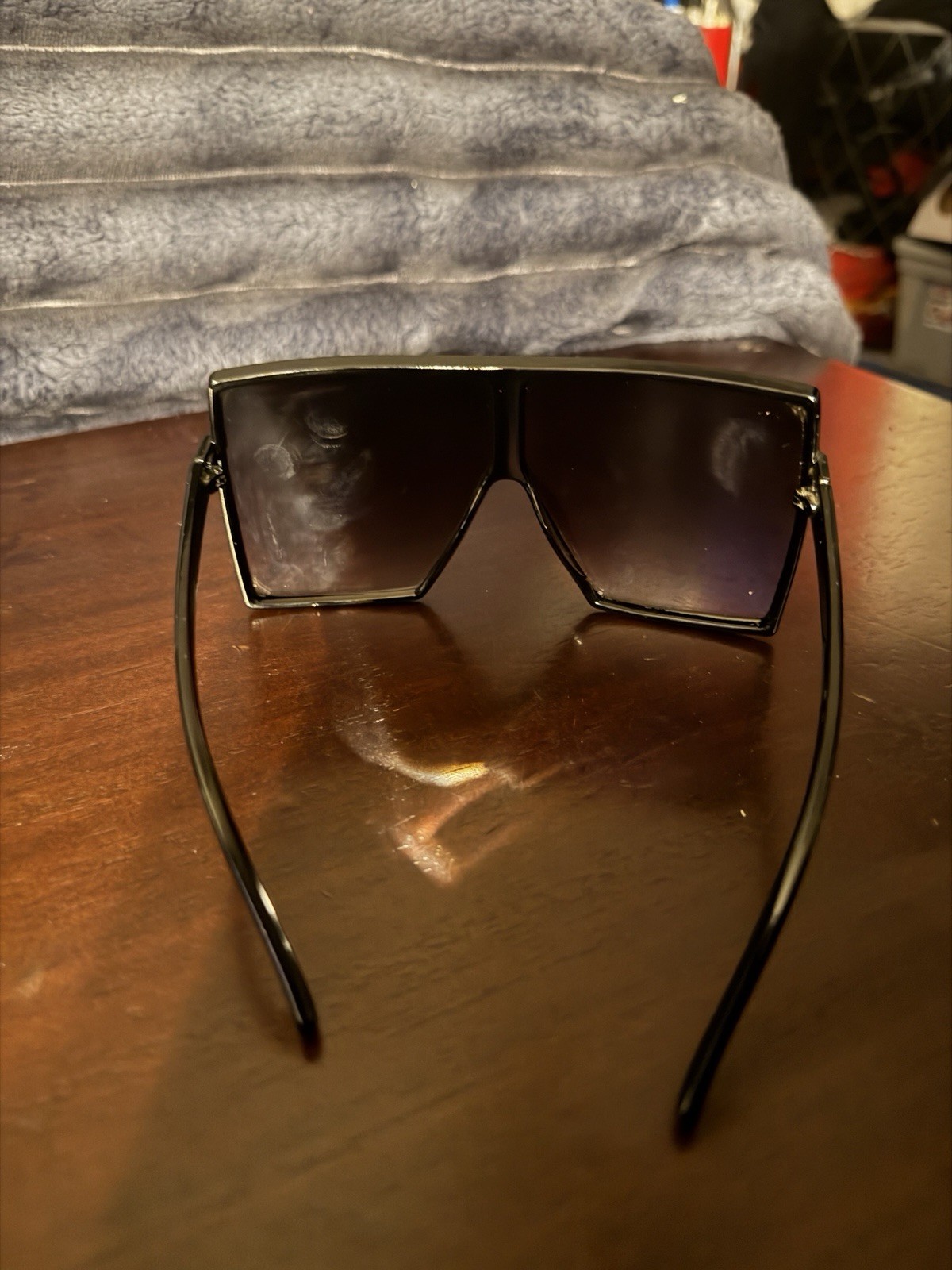 Black Squared Rectangular oversized vintage sungl… - image 7