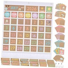 Sinload Classroom Calendar Pocket Chart Set Calendar Bulletin White Rustic