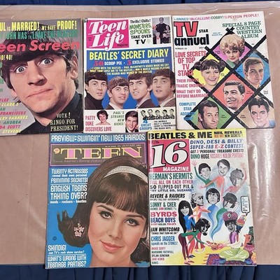 Vintage Lot  5x -Teen Life Screen  16 Magazine From The 60s Beatles Beach Boys