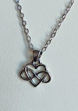 Silver Heart Infinity Necklace Womens Girls Adjustable Fashion Jewellery UK