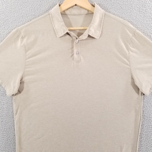 Vuori Polo Shirt Mens Large Beige Performance Stretch Soft Lightweight Golf Tee