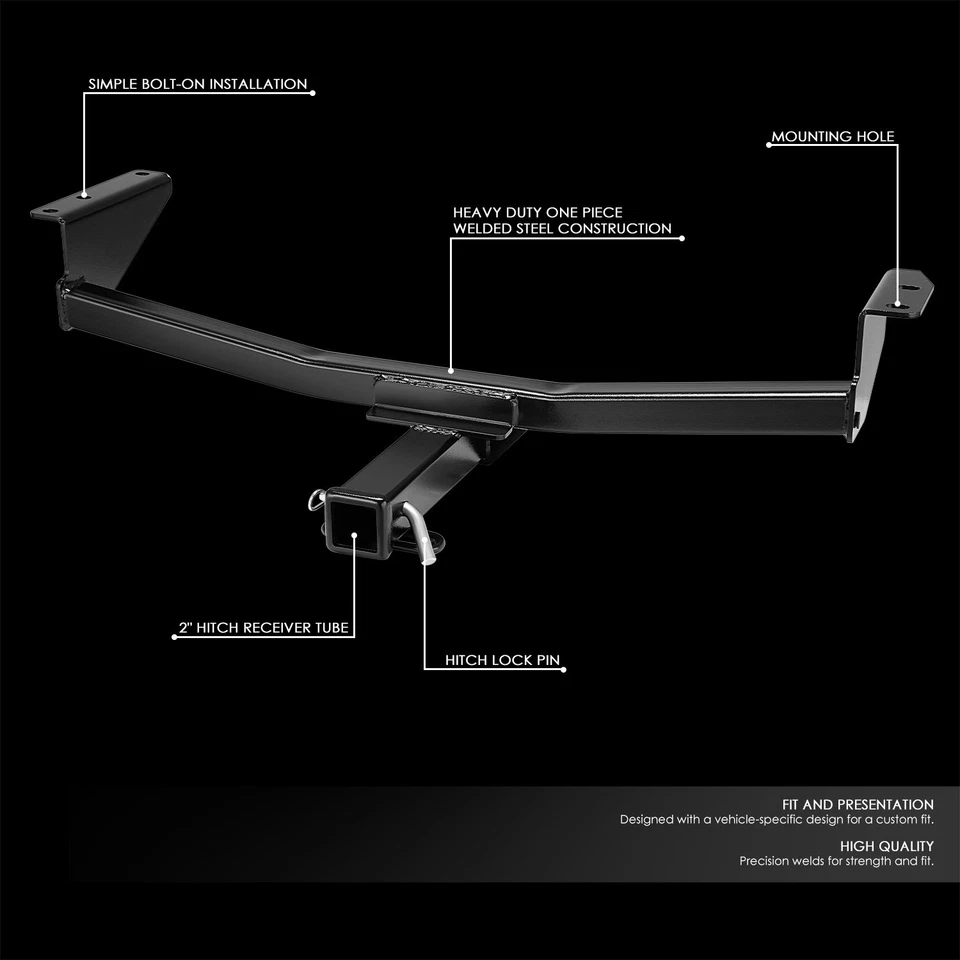 Kit receptor enganche de remolque trasero de 2" 3500 lb negro para Nissan Rogue Select 08-20 Foto 2 de 4