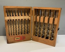 CASED SET OF 13 VINTAGE DRILL Wm.RIDGWAY & SONS BIT AUGER DRILL BITS 1/4 ~ 1