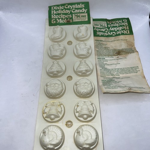 Dos recetas y moldes de dulces navideños promocionales vintage de cristales Dixie
