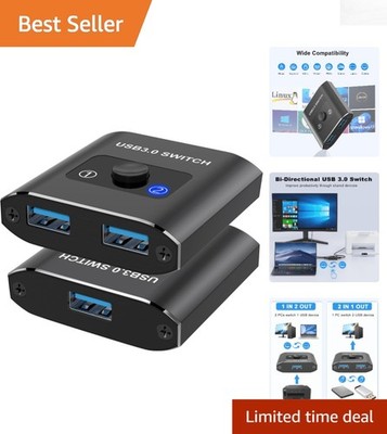Plug & Play USB 3.0 Switch - Aluminum Solution for Office & Home Device Sharing